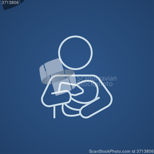 Image of Woman nursing baby line icon.