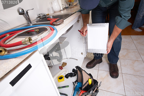 Image of Plumber on the kitchen.