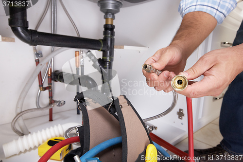 Image of Plumber on the kitchen.