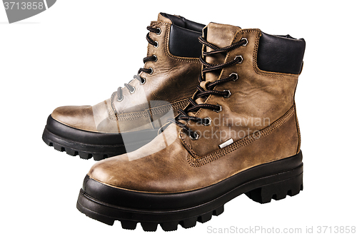 Image of Leather winter boot. Isolated on a white 