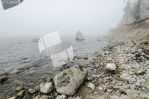 Image of Coast of Baltic sea in a fog