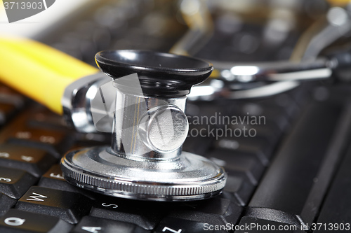 Image of Stethoscope on the keyboard