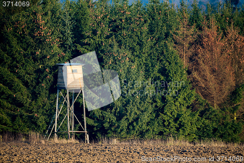 Image of Wooden Hunters High Seat, hunting tower