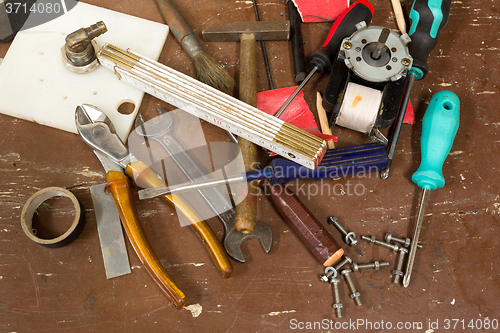 Image of DIY workshop tools on table