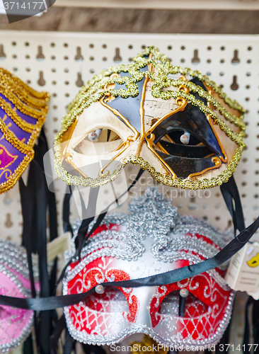 Image of Masquerade Venetian masks  on sale in Venice, Italy