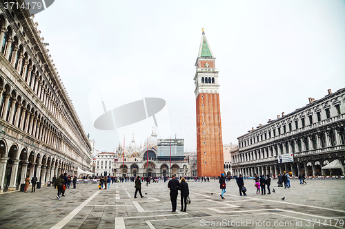 Image of San Marco square with tourists in Venice