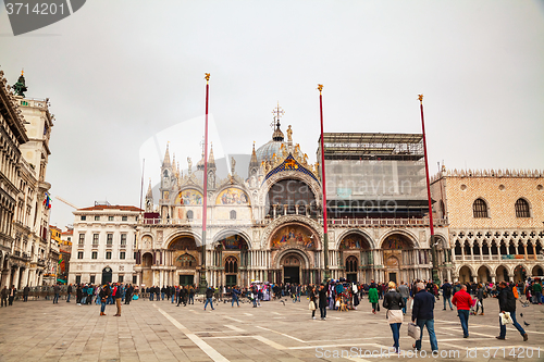 Image of San Marco square with tourists in Venice