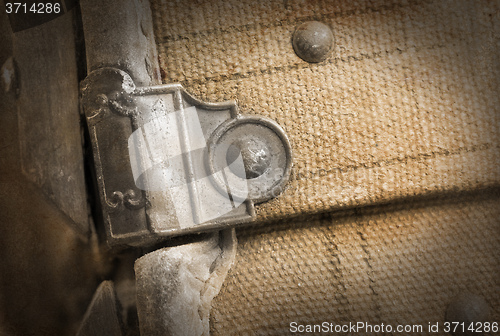 Image of Old canvas trunk detail close up