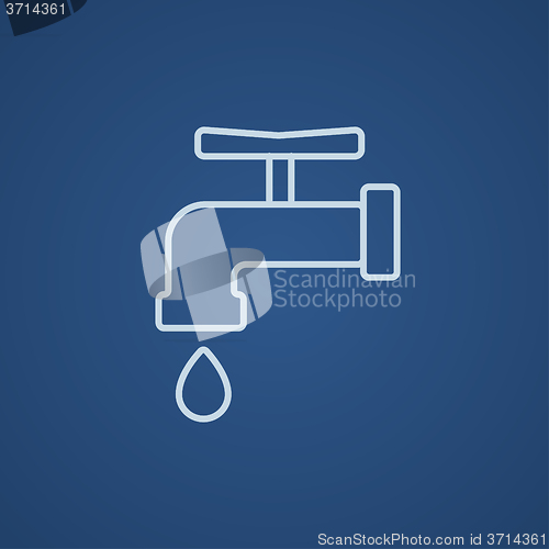 Image of Faucet with water drop line icon.