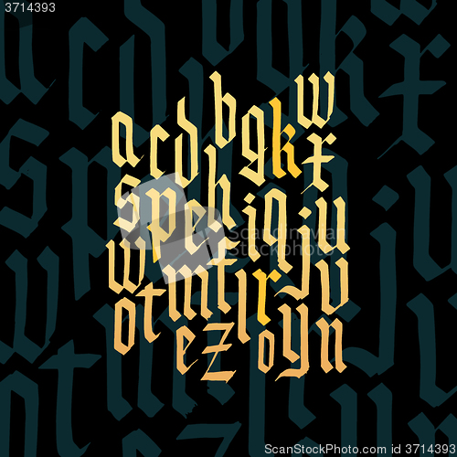 Image of Composition of lowercase letters blackletter gothic font.