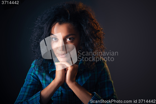 Image of Close up portrait of african american woman