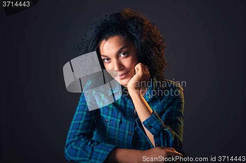 Image of Close up portrait of african american woman