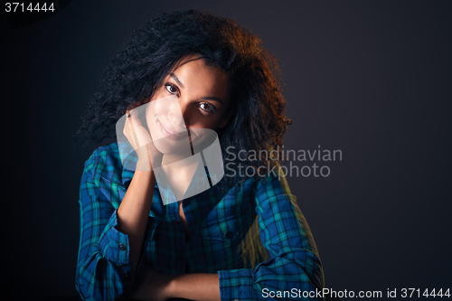 Image of Close up portrait of african american woman