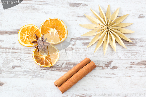 Image of Christmas spices with paper star