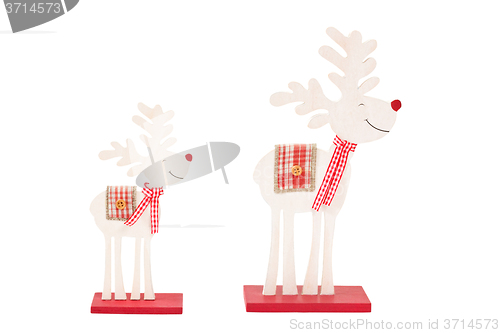 Image of Two reindeers over white background