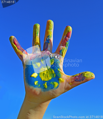 Image of Painted kid hand
