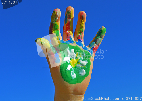 Image of Painted kid hand