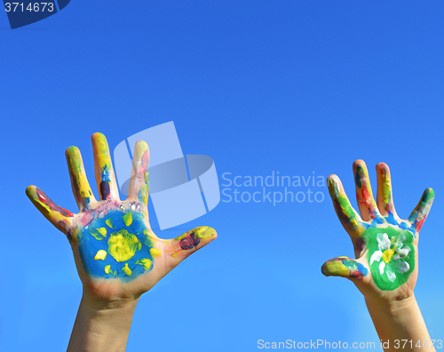 Image of Painted kid hands
