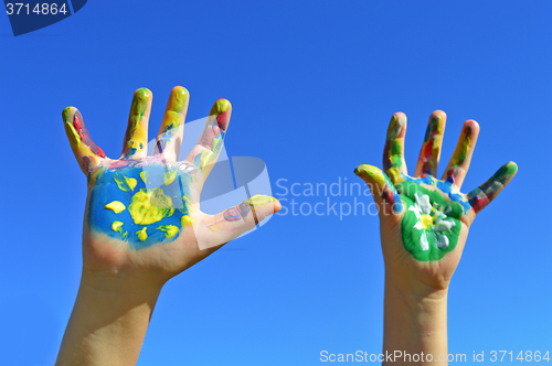 Image of Painted kid hands