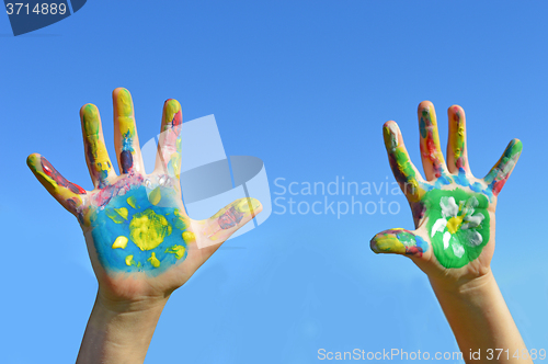 Image of Painted kid hands