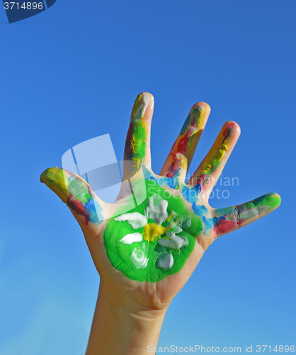 Image of Painted kid hand