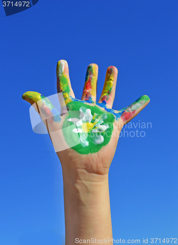 Image of Painted kid hand