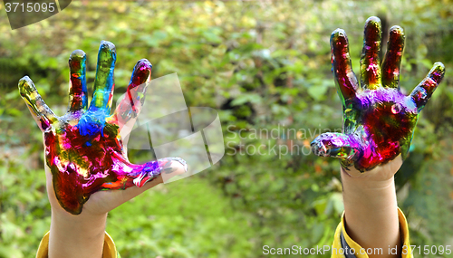 Image of Painted children\'s hands