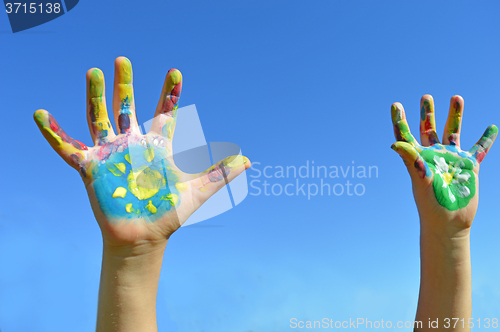 Image of Painted kid hands