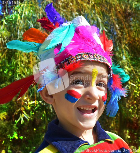 Image of Happy kid dressed as Injun