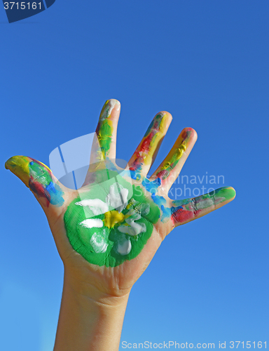 Image of Painted kid hand