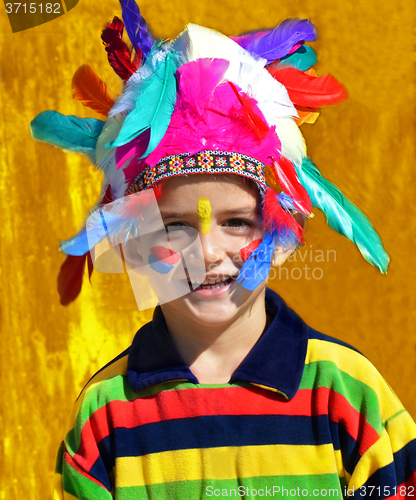 Image of Happy kid dressed as Injun