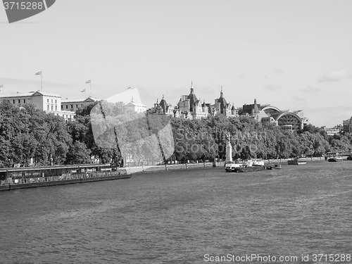 Image of Black and white River Thames in London