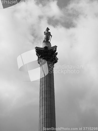 Image of Black and white Nelson Column in London