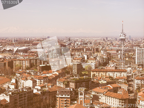 Image of Retro looking Milan aerial view