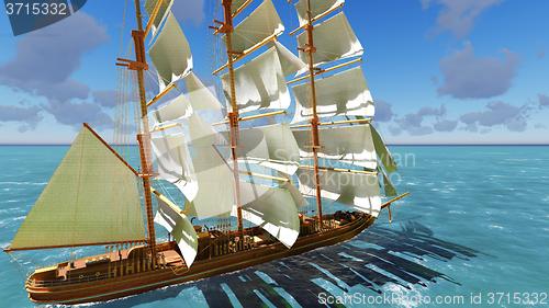 Image of Pirate brigantine at sea