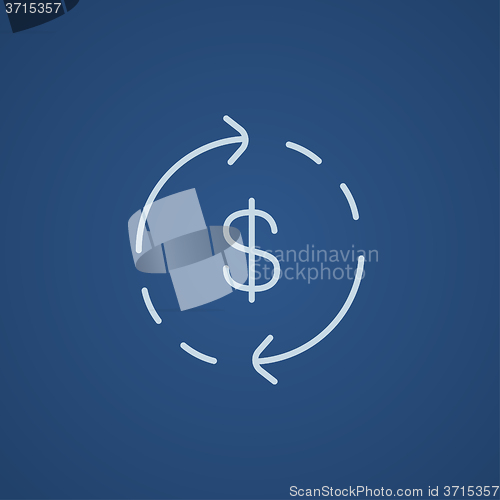 Image of Dollar symbol with arrows line icon.