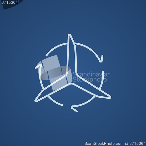 Image of Windmill with arrows line icon.