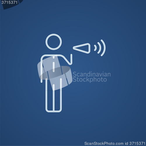 Image of Businessman with megaphone line icon.