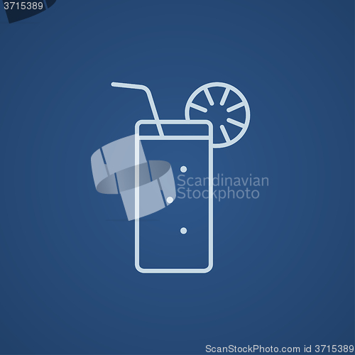 Image of Glass with drinking straw line icon.