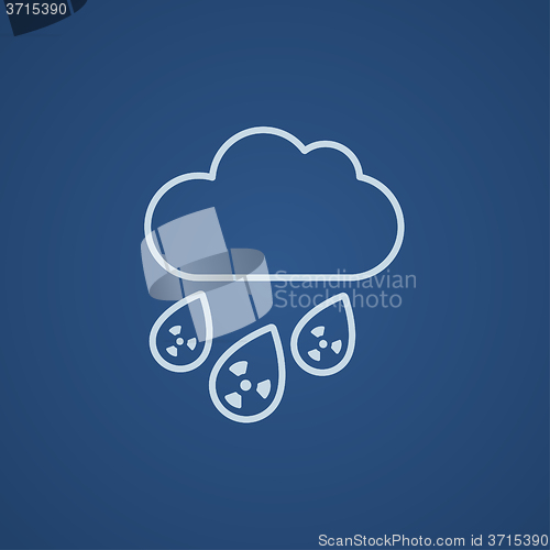 Image of Radioactive cloud and rain line icon.