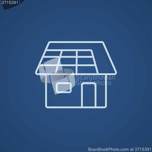 Image of House with solar panel line icon.