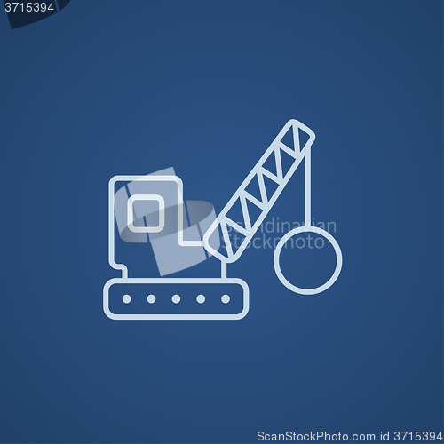 Image of Demolition crane line icon.