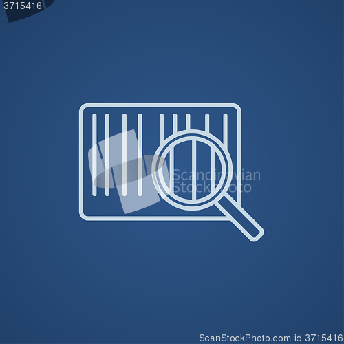 Image of Magnifying glass and barcode line icon.