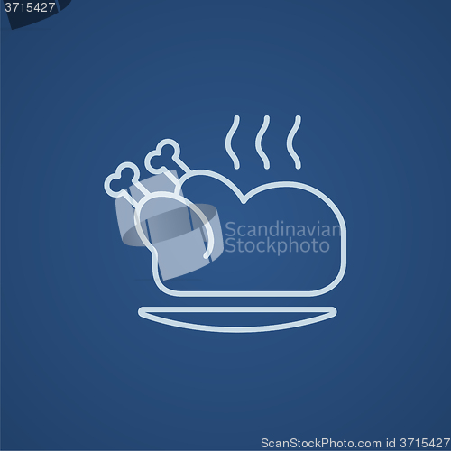 Image of Baked whole chicken line icon.