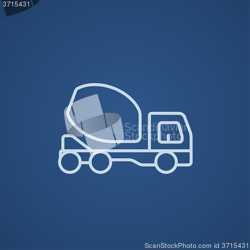 Image of Concrete mixer truck line icon.