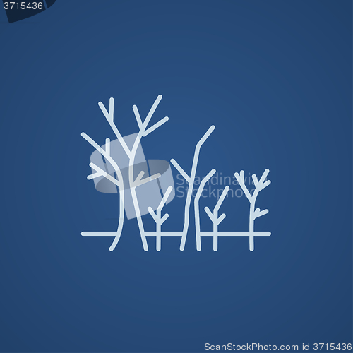 Image of Tree with bare branches line icon.