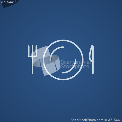 Image of Plate with cutlery line icon.