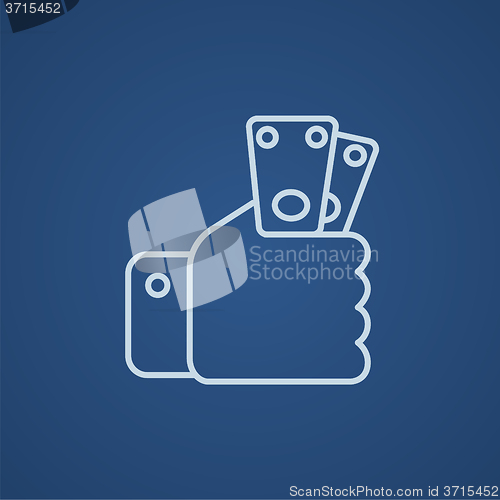 Image of Hand holding money line icon.