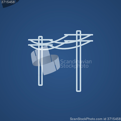 Image of High voltage power lines line icon.