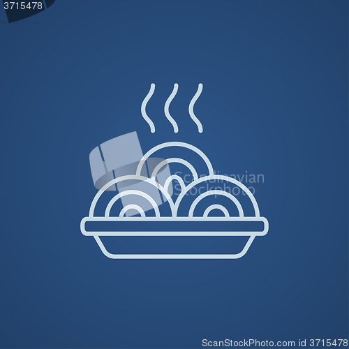 Image of Hot meal in plate line icon.